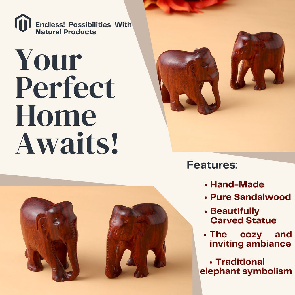 RDK Red Sandalwood 1 Inch Elephant Pair
