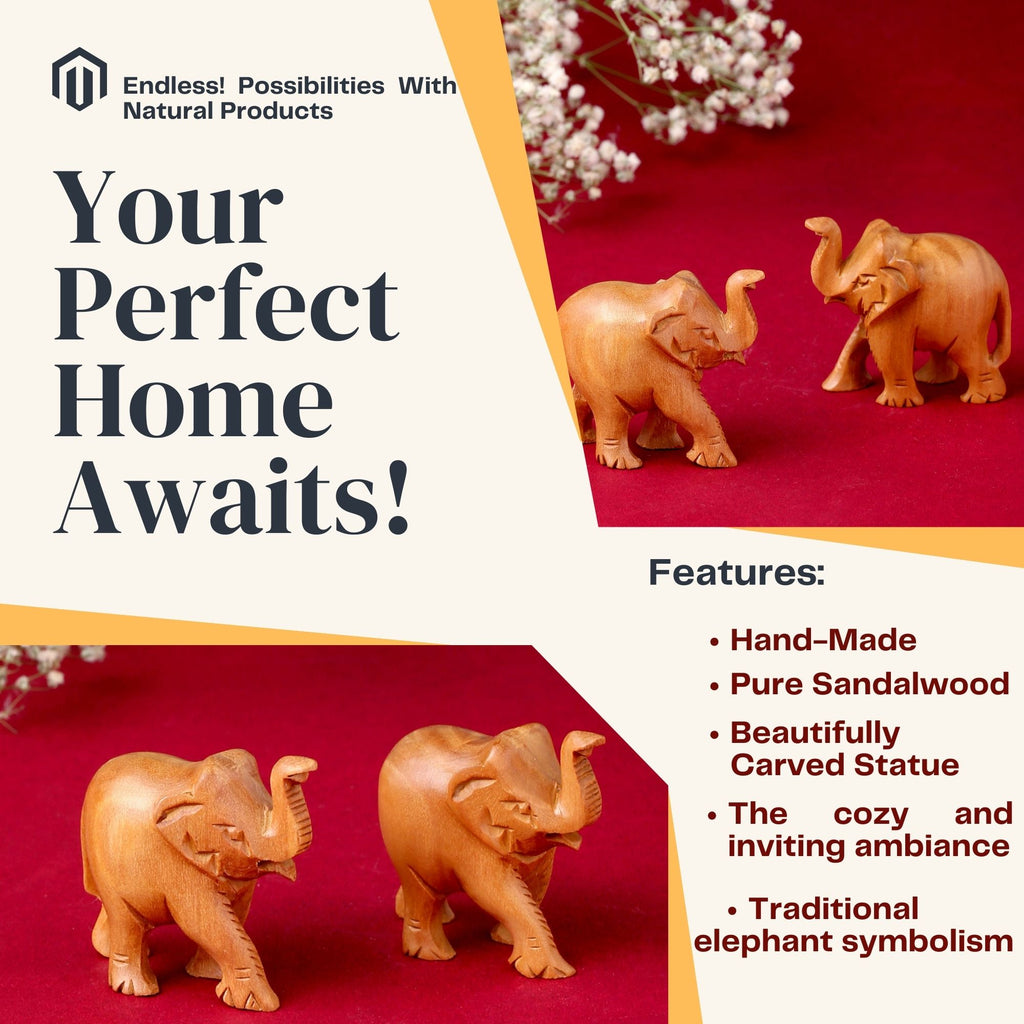 RDK Natural Sandalwood 1.5 Inch Elephant Pair