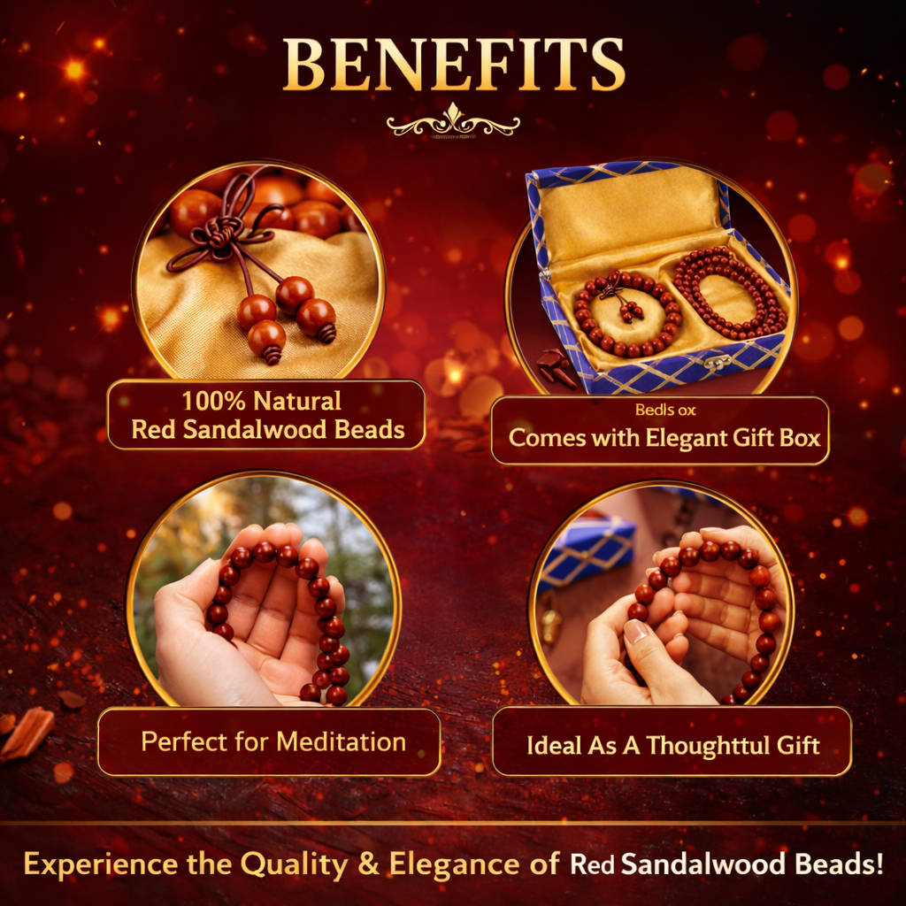 RDK Original Lal Chandan Mala & Bracelet Combo for Puja, Meditation & Gifting