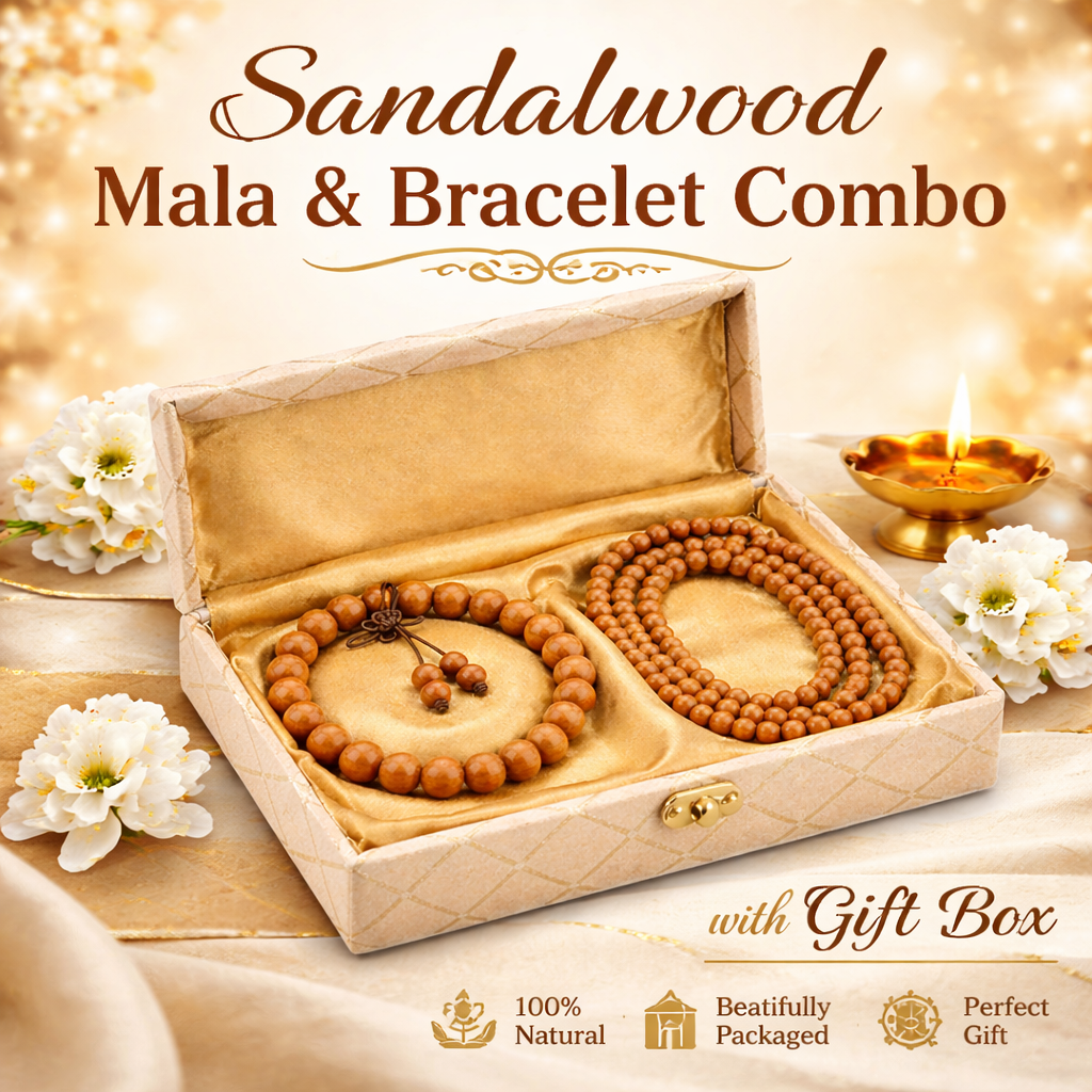 RDK Original Sandalwood Mala & Bracelet Combo with Premium Gift Box