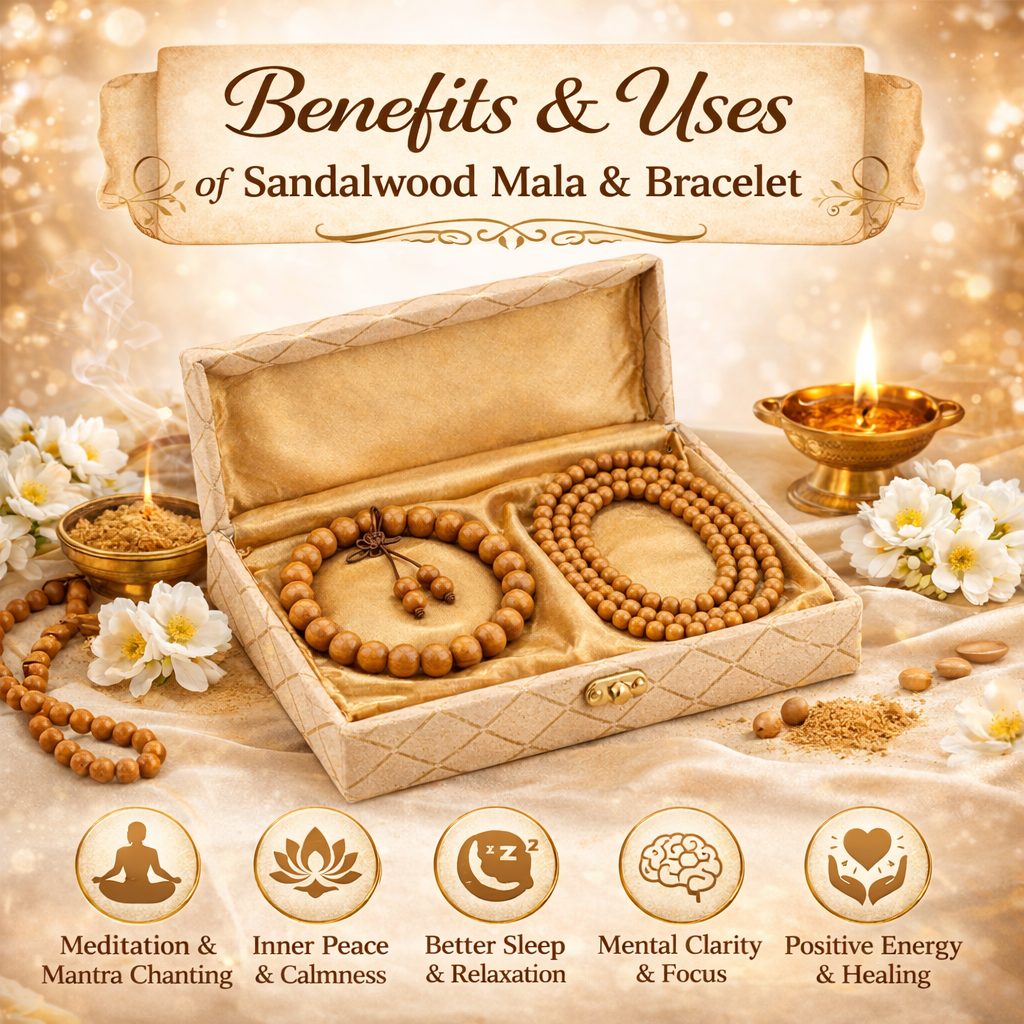 RDK Original Sandalwood Mala & Bracelet Combo with Premium Gift Box