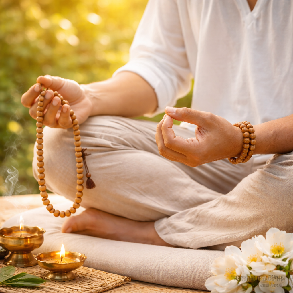 RDK Original Sandalwood Mala & Bracelet Combo with Premium Gift Box