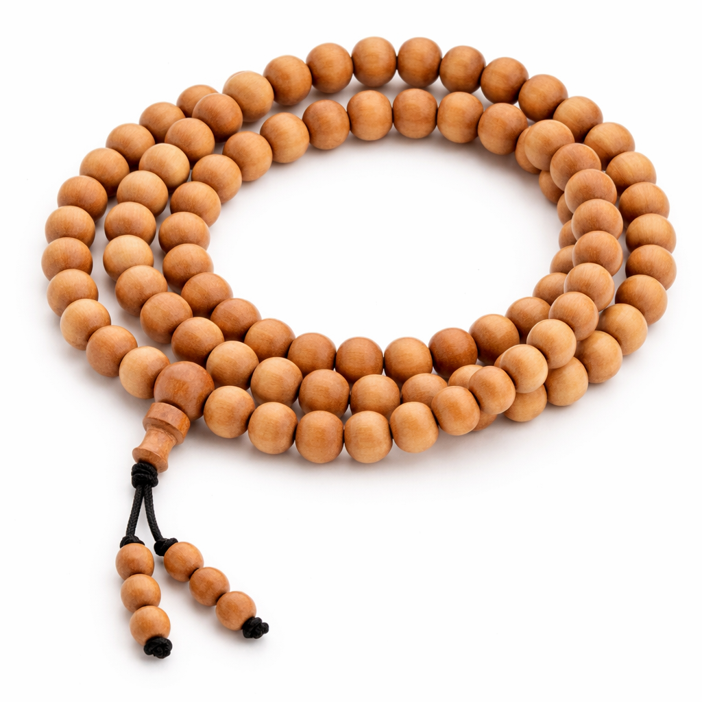 RDK Premium Natural Sandalwood Mala (108 Beads) with Guru Bead